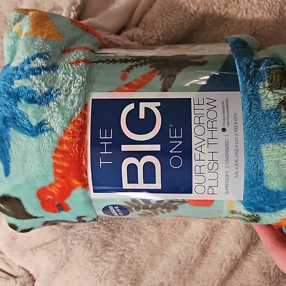 The Big One dinosaur print blanket 5 ft x 6 ft